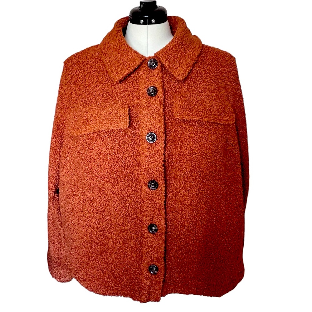LANE BRYANT.  NWT Plus size cropped teddy jacket. Rich cinnamon  color SZ 22/24.